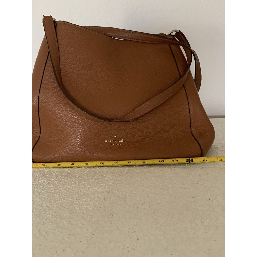 KATE SPADE NEW YORK BROWN PEBBLED SHOULDER BAG & WALLET GOLD HARDWARE FOR WOMEN - Picture 9 of 11